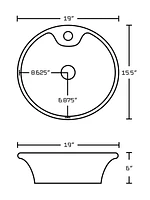 American Imaginations AI-31399 16,5 pouces W au-dessus du navire blanc de compteur pour le perçage de centre de 1 trou