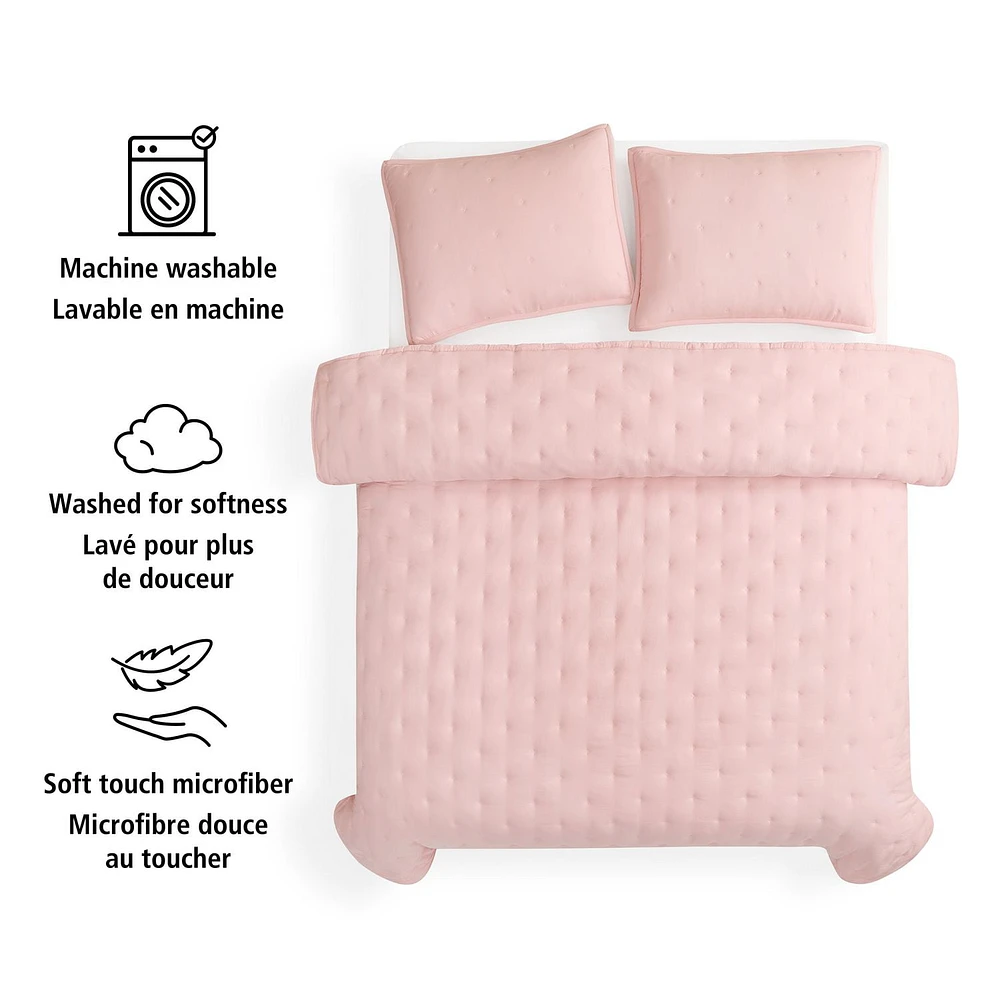 Ensemble de couette rose blush 3 pièces Mainstays
