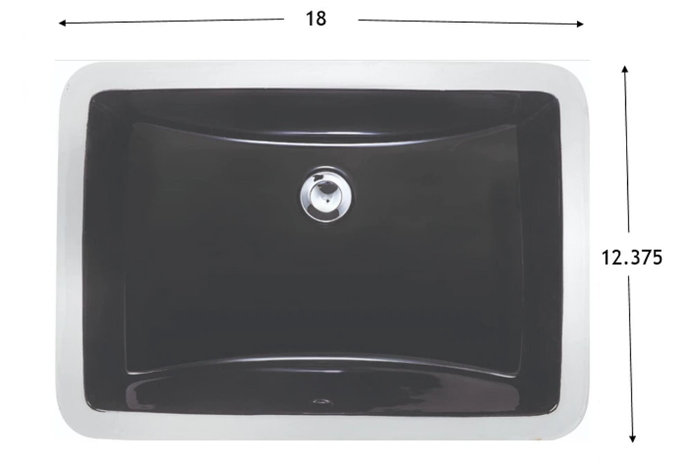 American Imaginations 18 pouces. L 12.375-in. D Lavabo de salle de bain rectangulaire certifié CSA de couleur noire