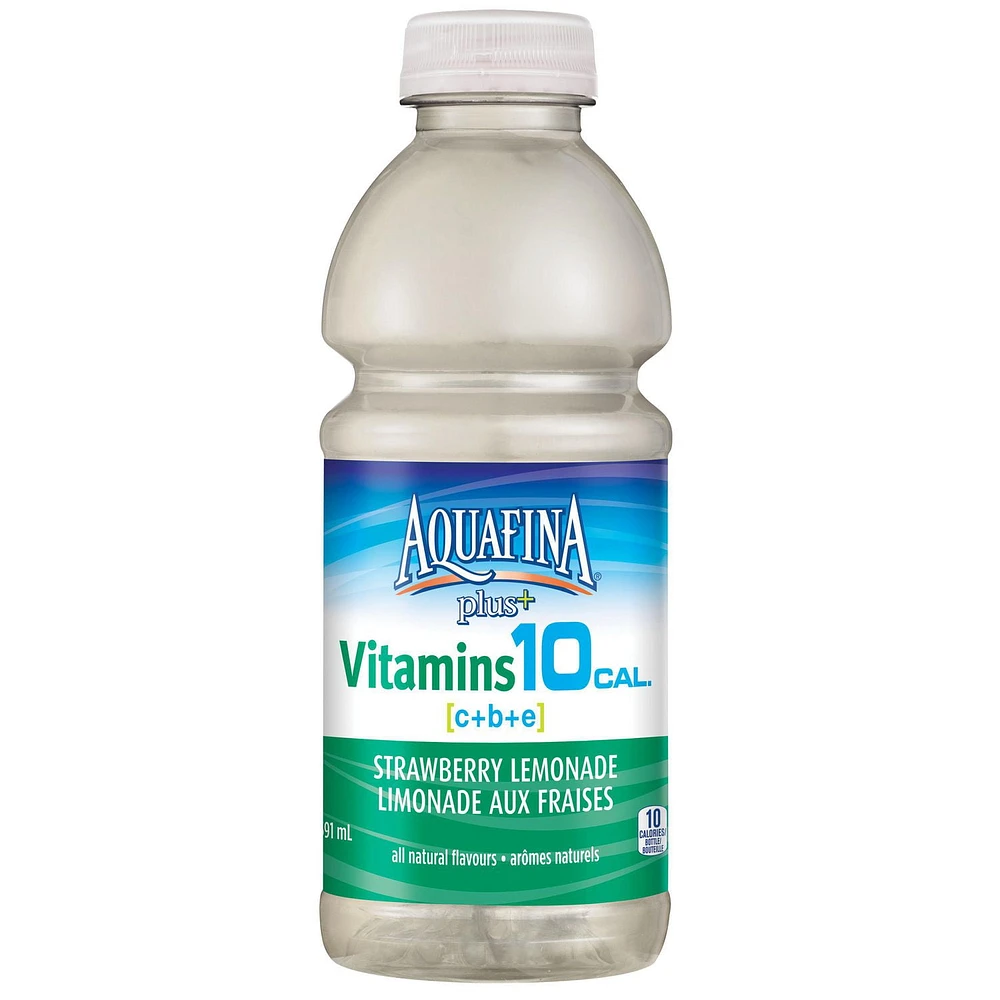 Aquafina Plus+ Vitamins Strawberry Lemonade  Vitamin Enhanced Water , 591mL Bottle