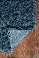 Tapis d'appoint Nouveau Flokati 1400 gr de 3' 6" x 5' 6", Bleu Denim