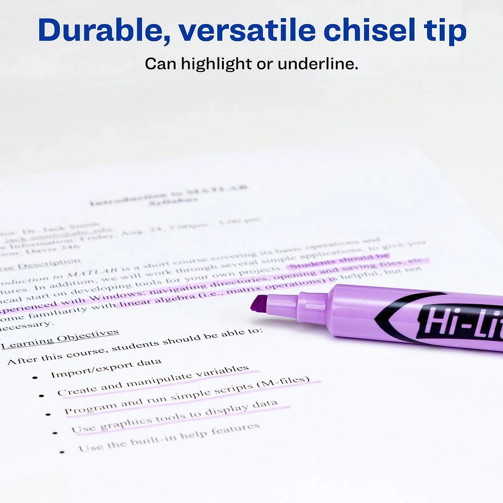 Avery® HI-LITER® Surligneur modèle bureau, Violet Brillant, Pointe Biseautée