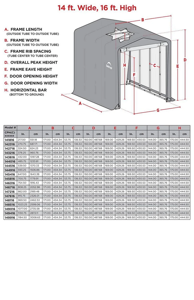 ShelterTube Wind and Snow-Load Rated Garage, 14x36x16 Gray