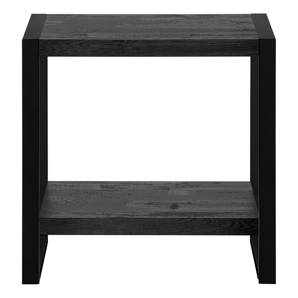 Monarch Specialties  Table D'appoint, Coté, Bout, Table De Nuit, Lampe, Salon, Chambre À Coucher, Stratifié Noir, Métal Noir, Industriel