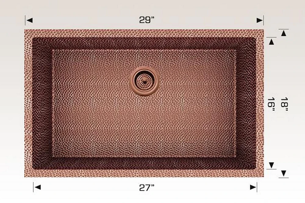 American Imaginations AI-29186 27 pouces Évier de cuisine en cuivre rose approuvé par W CSA avec finition en cuivre et calibre 16