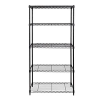 Seville Classics 5-Tier Steel Shelving with Levelling Feet - Black - 60" H x 30" W x 14" D