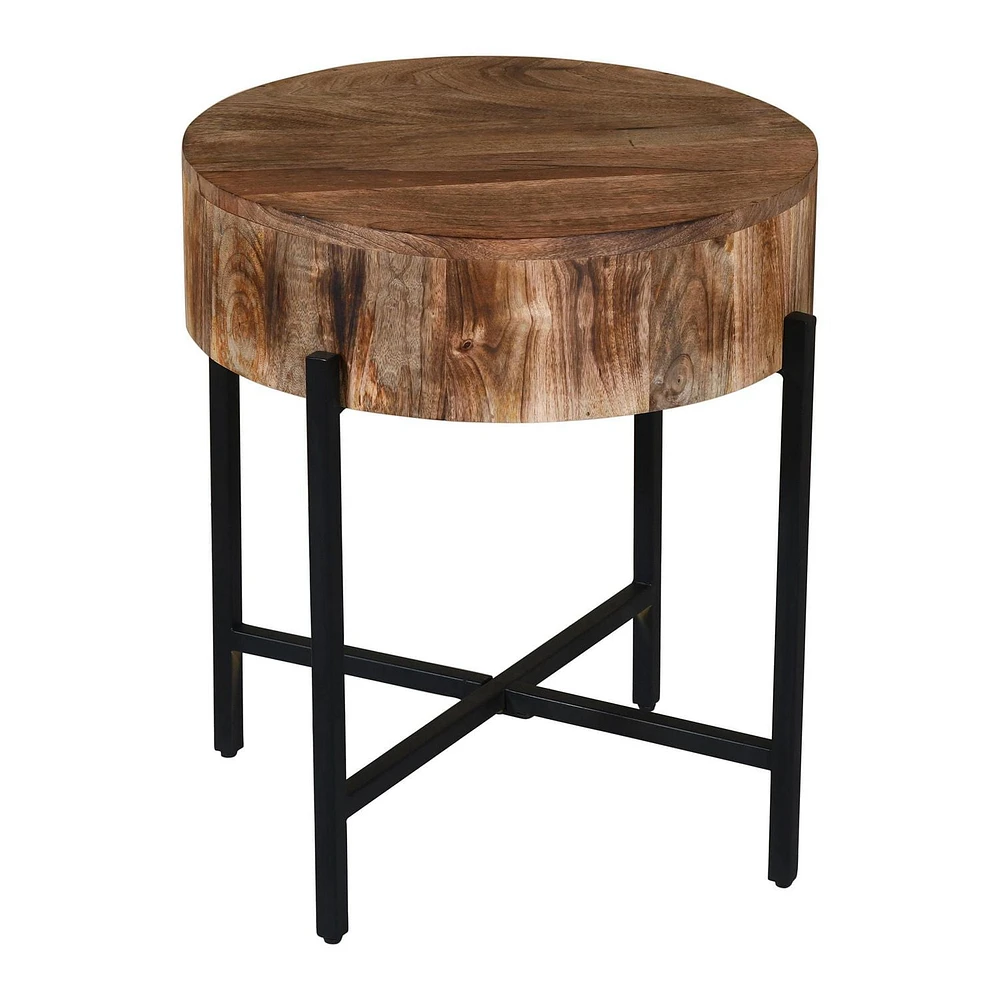Table d’appoint contemporaine en bois massif, naturel