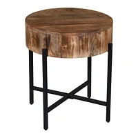 Table d’appoint contemporaine en bois massif, naturel