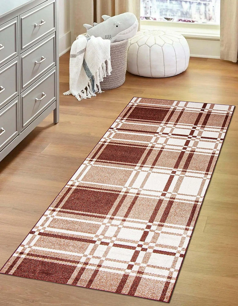 ECARPET Washable Plaid Area Rug & Runner for Kitchen, Bedside, Living Room, Hallway
