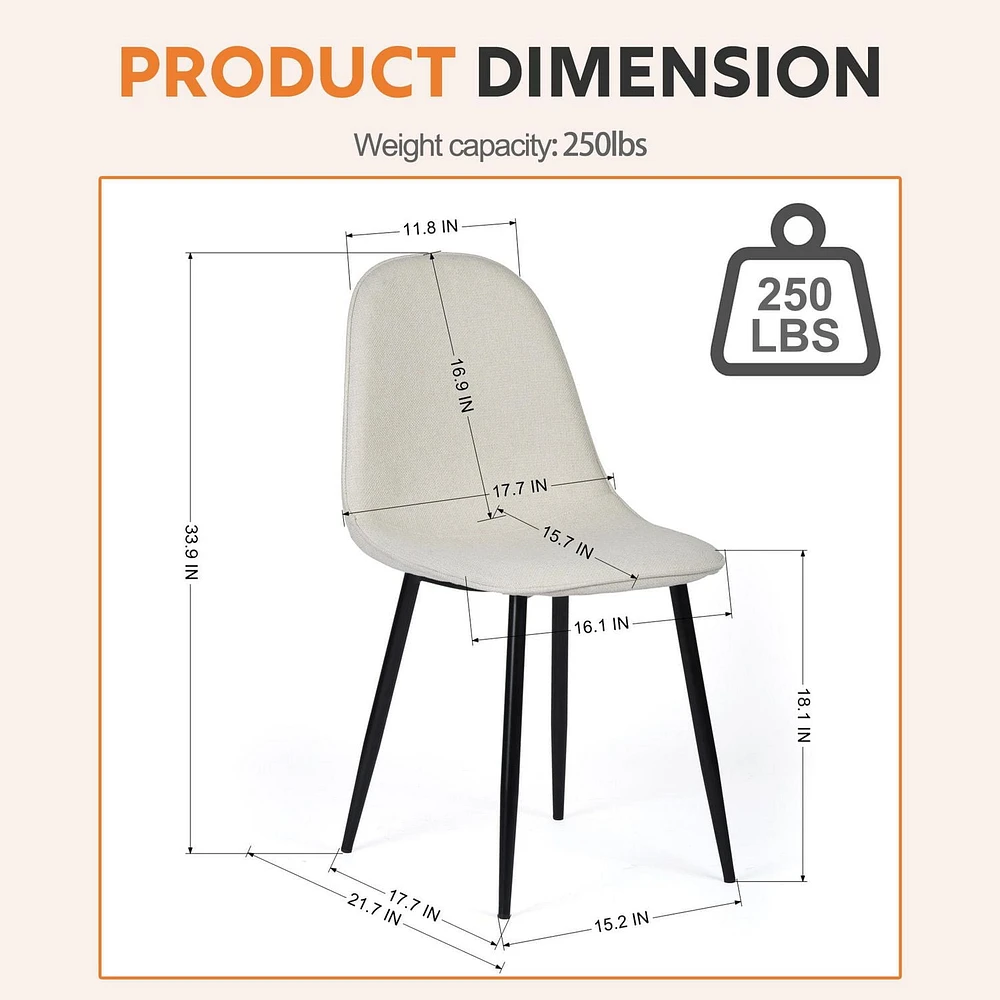 Homy Casa Office Chair Set of 4 – Stylish Swivel Chair with Comfortable Fabric Upholstery, and Sturdy Metal Frame