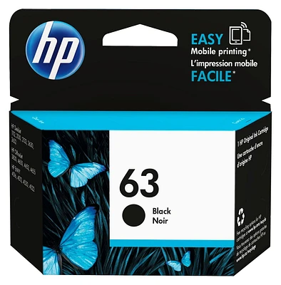 HP 63 Black Original Ink Cartridge (F6U62AN), Black