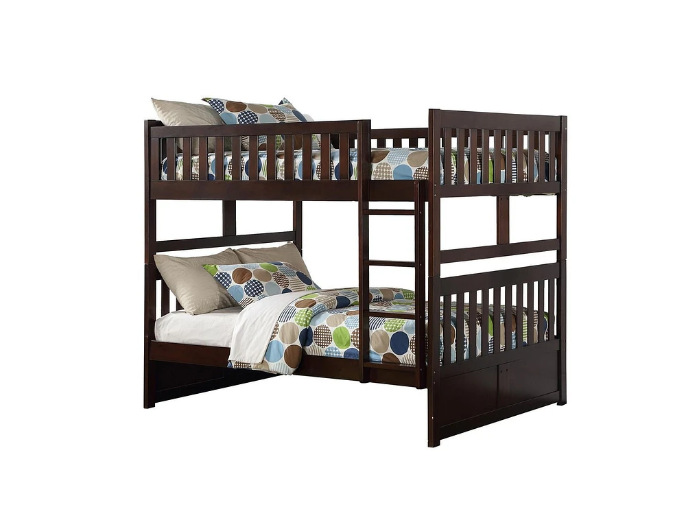 Topline Home Furnishings Lit superposé double sur double avec finition espresso