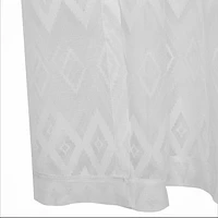 Mode Caricia Grooved panneau de rideau à passe-tringle en motif géométrique chevron en voile transparent, une (1) piece, 54 x 95 po, blanc