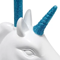 Simple Designs Lampe de table licorne blanche étincelante