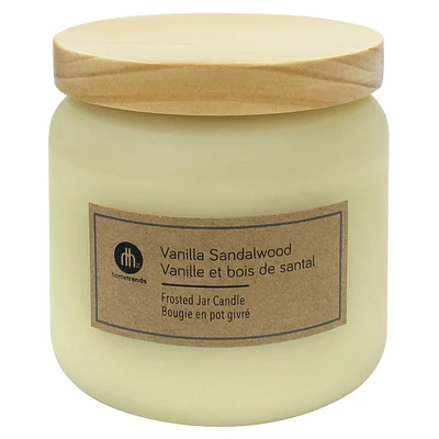 Hometrends 14oz Bougie parfumée aux VANILLE ET BOIS DE SANTAL en pot givré 397g bougie parfumée