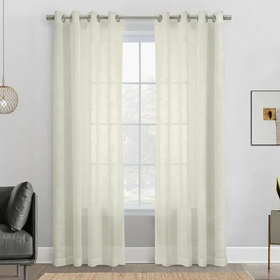 Loft Living Banan Transparent panneau de rideau à œillets 52 x 108 in Blanc cassé