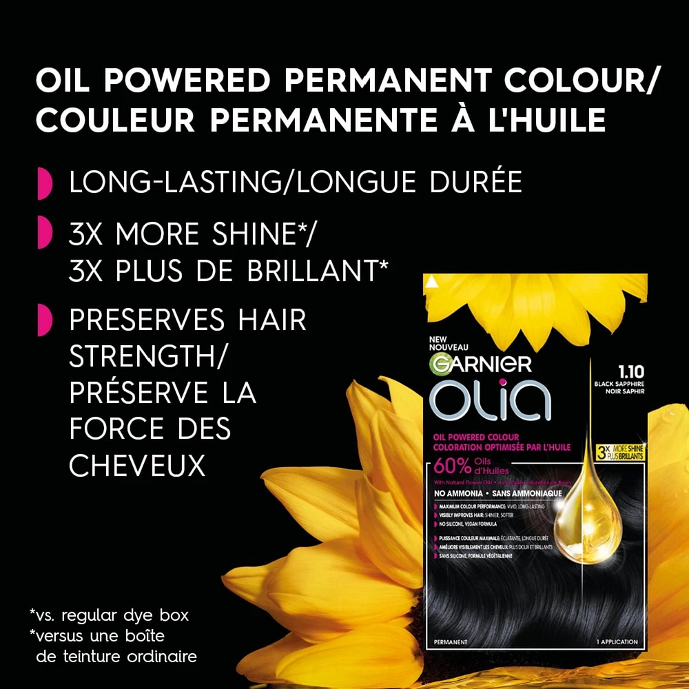 Coloration permanente optimisée par l'huile pour les cheveux sans ammoniaque Olia de Garnier, 1 unité 1 unité