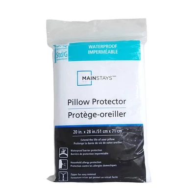Protège-oreiller imperméable Mainstays 20 x 28 po, standard/Pour grand lit à deux places