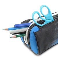 Pen + Gear Sporty 2 Zip Pencil Pouch in Blue with Reflective White Strips