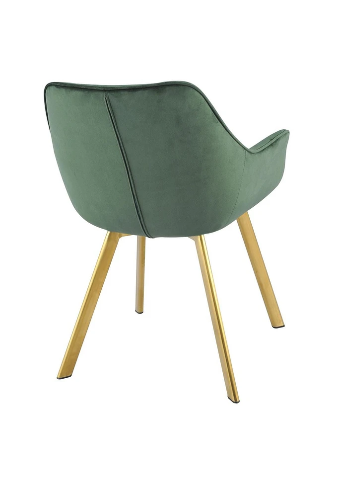 Topline Home Furnishings Chaise à accoudoirs de salle à manger en velours et or