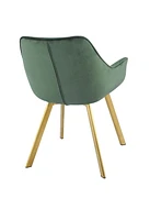 Topline Home Furnishings Chaise à accoudoirs de salle à manger en velours et or