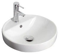 American Imaginations 18.25-in. W Drop In White Bathroom Vessel Sink Set For 1 Hole Center Faucet AI-30803