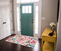Tapis d'appoint lavable Julian 3 pi x 5 pi framboise et ivoire