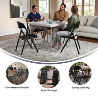 6 Pk. HERCULES Series 500 lb. Capacity Heavy Duty Black Plastic Folding Chair with Built-in Ganging Brackets