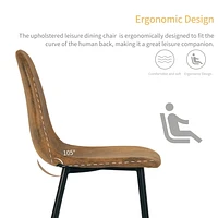 Ensemble de 4 chaises de salle à manger, chaises d'appoint modernes de style du milieu du siècle avec pieds en métal noir, confortables pour la cuisine, le salon et la maison de campagne, brun rustiqu