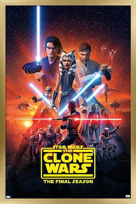 Star Wars: The Clone Wars - Season 7 Key Art Wall Poster with Push Pins, 14.725" x 22.375"