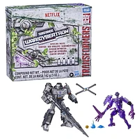 Transformers Generations War for Cybertron, emballage avec spoiler (divulgâcheur) inspiré de la trilogie, classe Leader, dès 8 ans, 17,5 cm
