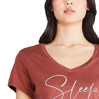 T-shirt de nuit avec encolure en V George pour femmes Tailles TP–TTG