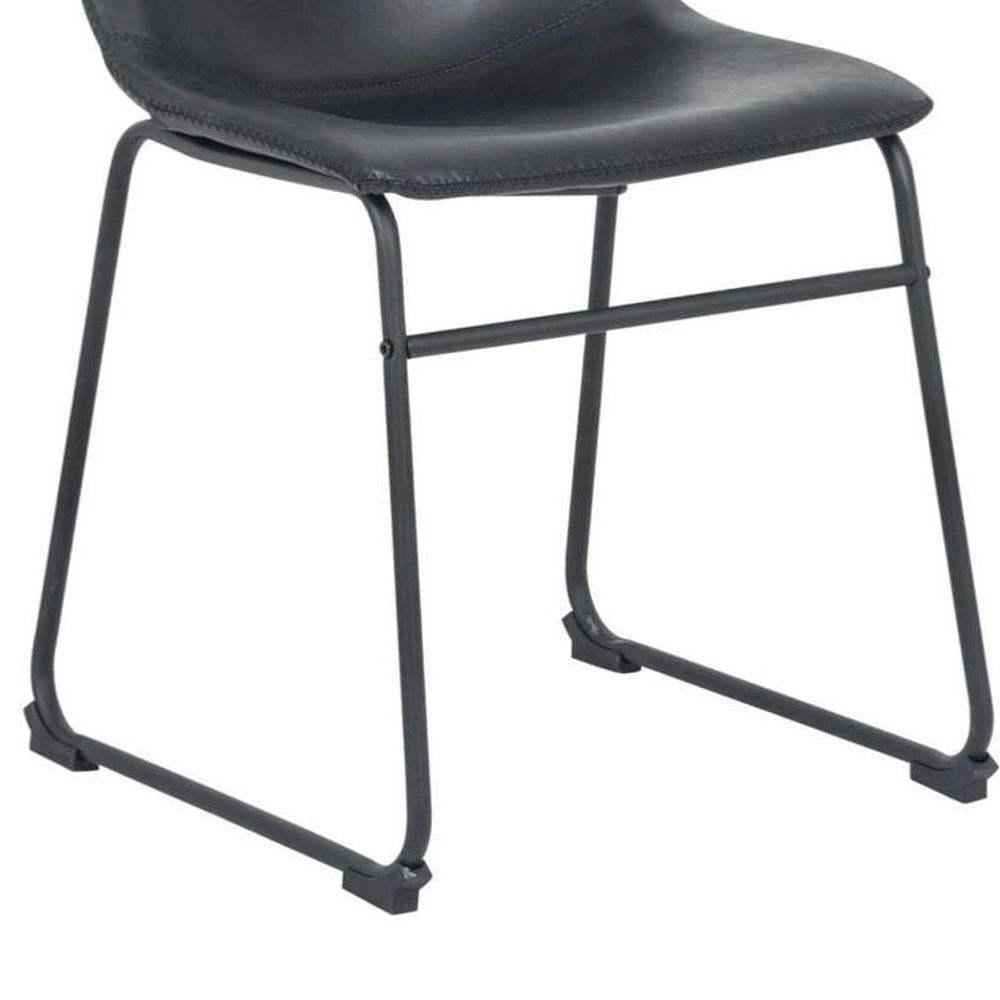 Modern Ani Armless Dining Chairs in Black PU Leather – Upholstered, Sleek Mid-Century Design, Sturdy Build Set of 4