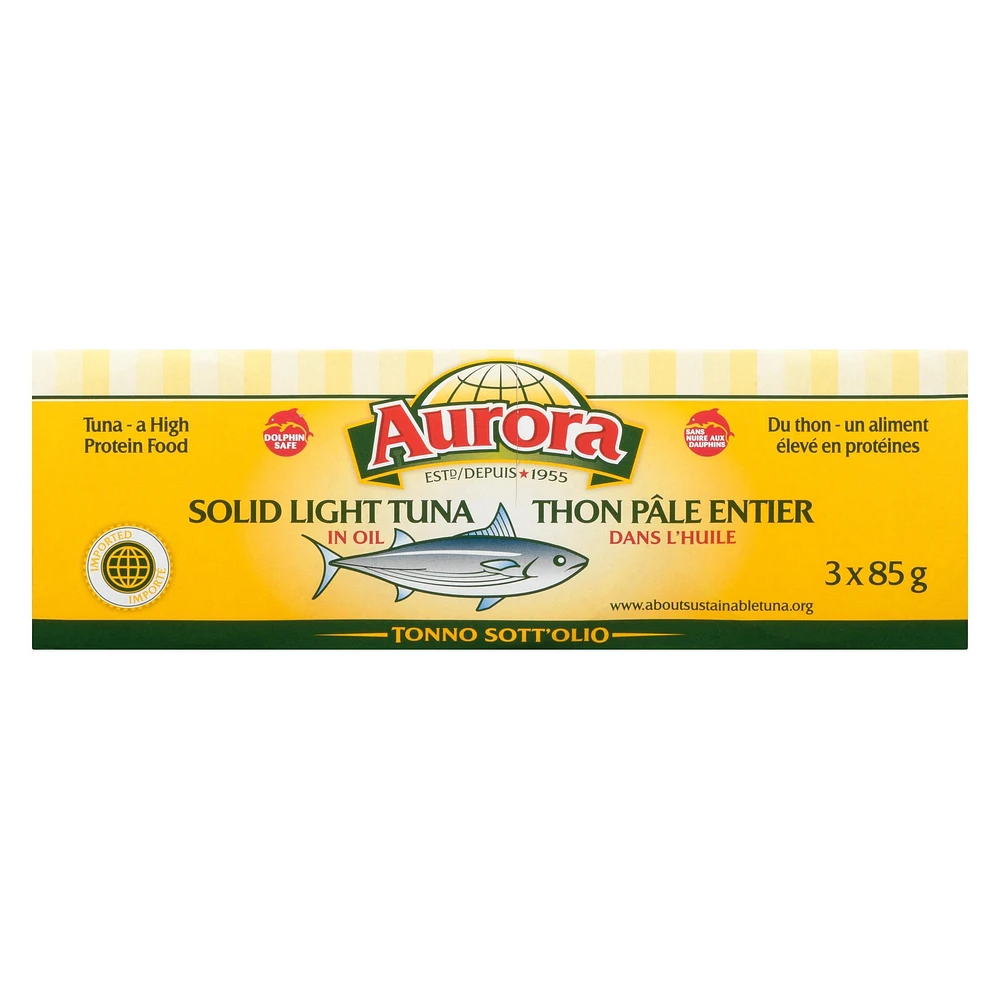 AURORA Solid Light Tuna in Oil, 3 x 85 g