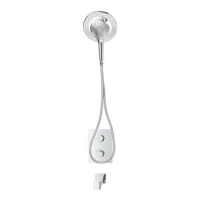Valve thermostatique carrée 3 fonctions, Douchette magnétique, bec de bain ou simultanément, fini chrome