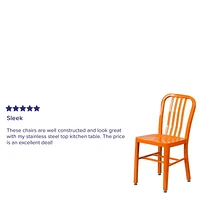 Chaise pour l'intérieur / l'extérieur en métal orange de qualité marchande, lot de 2