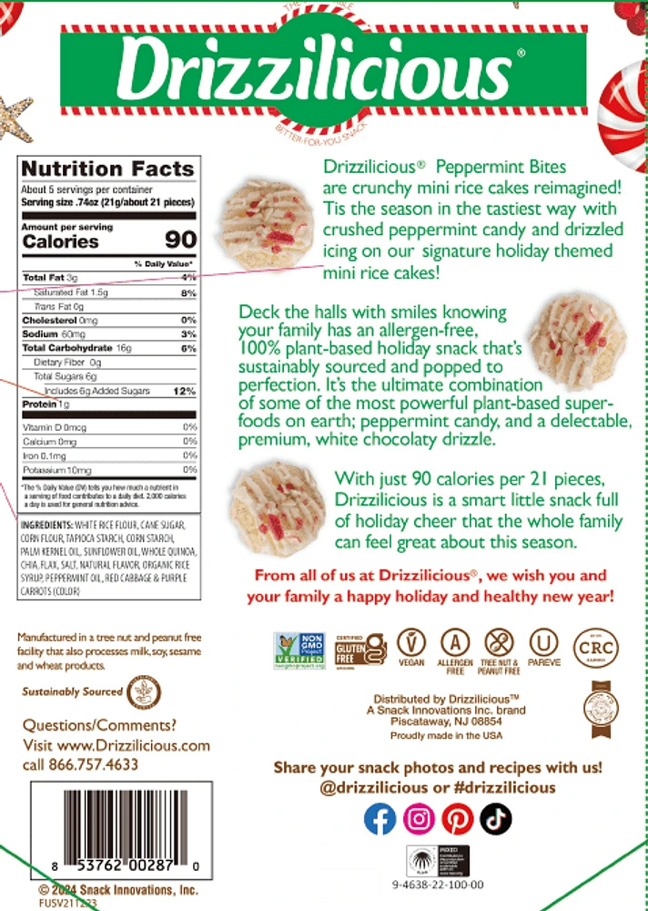 Drizzilicious L- Bites Peppermint GF 113g, L- Bites Peppermint GF