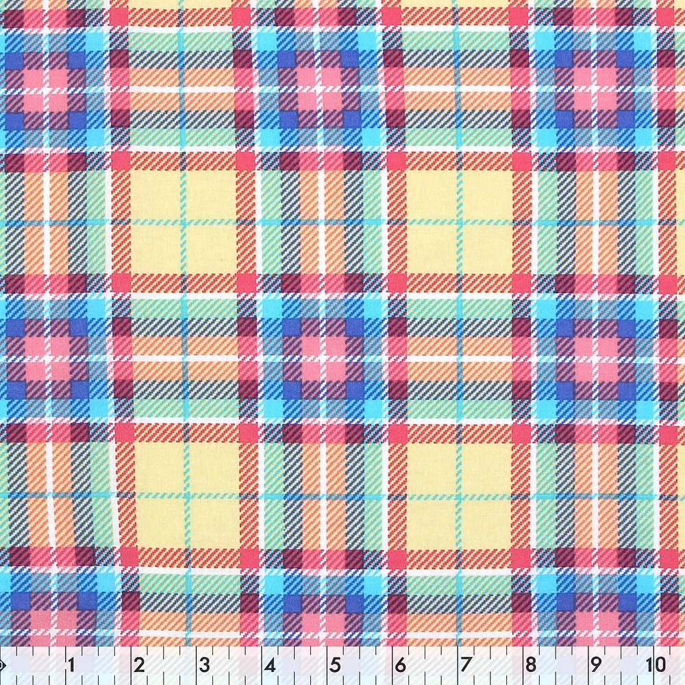 Fabric Creations Bright Diagonal Plaid Cotton Fabric by the Metre