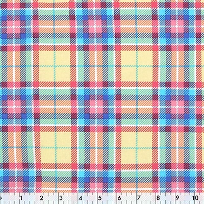 Fabric Creations Bright Diagonal Plaid Cotton Fabric by the Metre