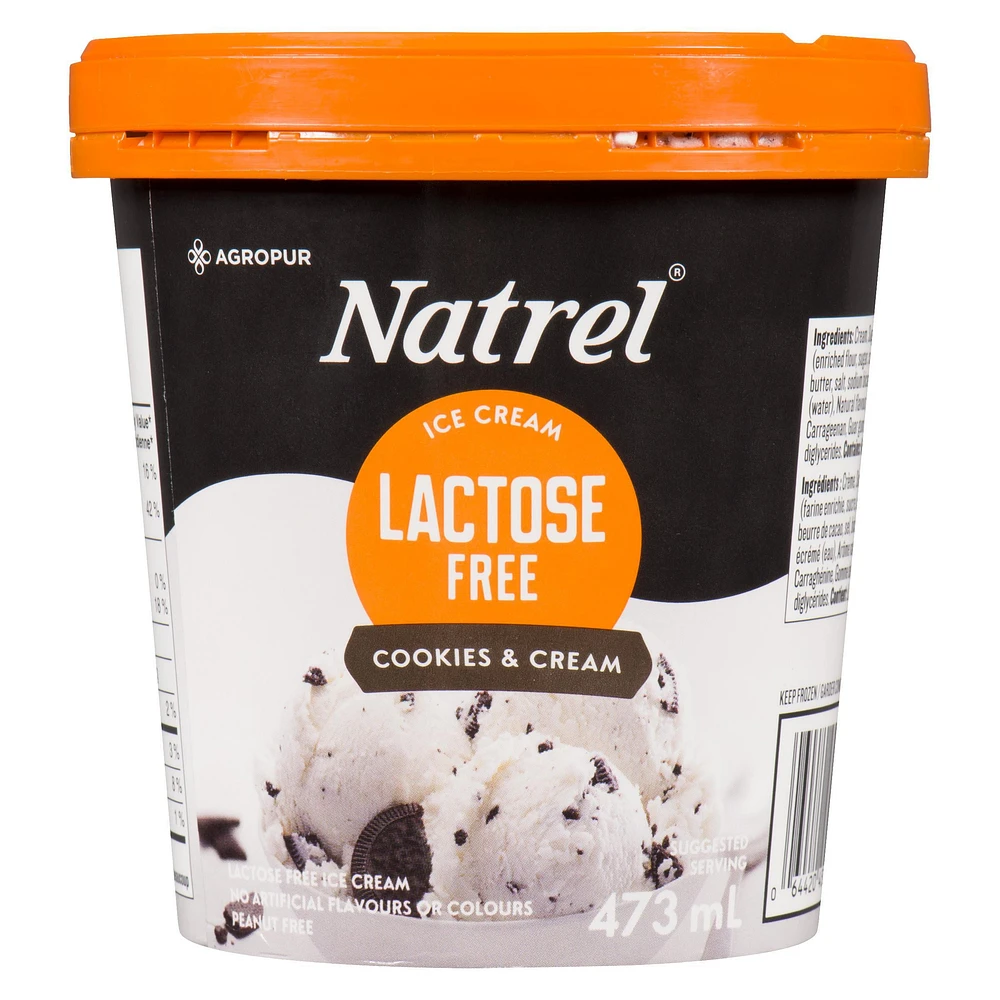 Natrel Cookies and Cream Lactose Free Ice Cream, 473 mL