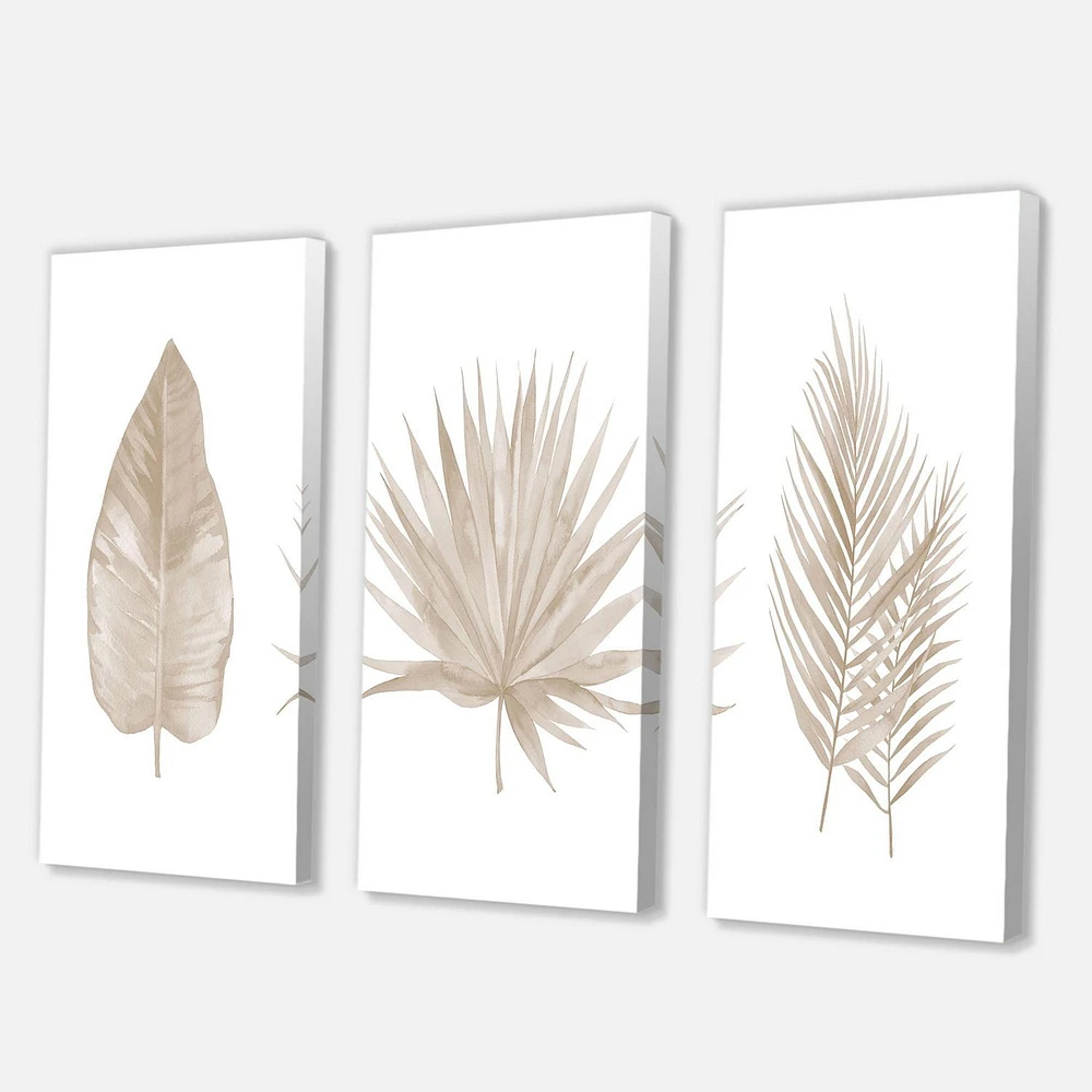 Designart Feuilles Tropicales Beiges Art mural sur toile