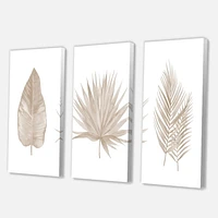 Designart Feuilles Tropicales Beiges Art mural sur toile