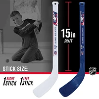 Franklin Sports Ensemble de mini hockey Blue Jackets de la NHL – But de hockey intérieur pour enfants, ballon, 2 mini bâtons de hockey