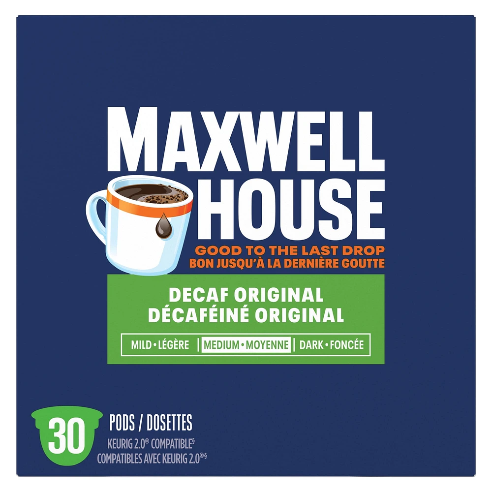 Maxwell House Decaffeinated Coffee Certified Compostable K-Cup® Coffee Pods, 30 Pods, 292g