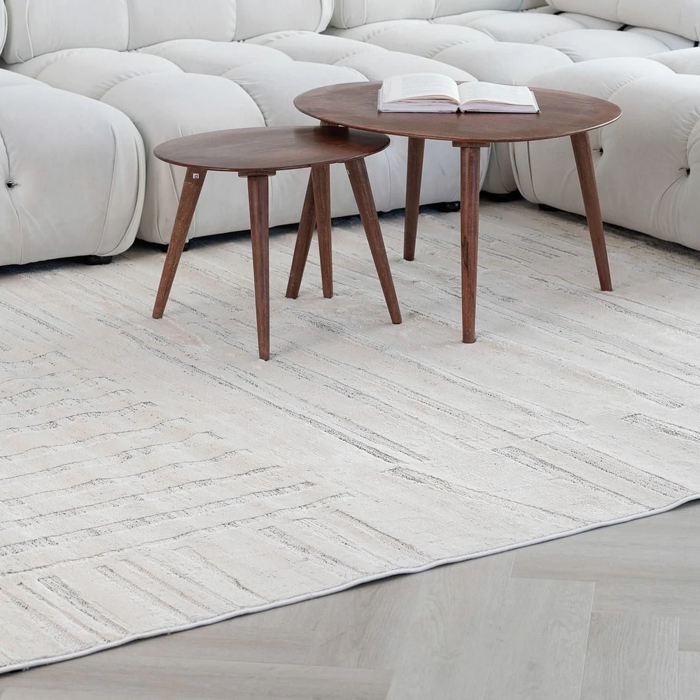 Tapis Branch Astra Tapis d'intérieur moderne, beige crème, abstrait - Salon, chambre, salle à manger et cuisine