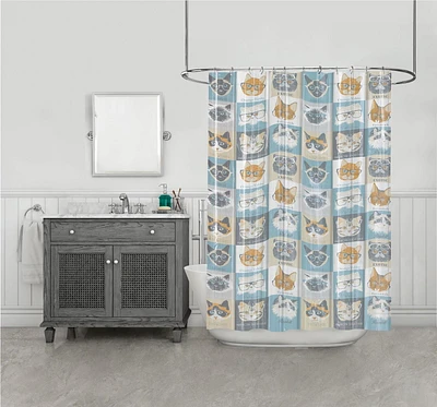 Mainstays PEVA Cats & Glasses Shower Curtain