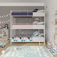 DHP Everleigh Triple Metal Bunk Bed, Twin/Twin/Full, Off White