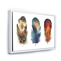 Designart Ensemble de plumes Boho colorées IX ART MURAL À CADRE FLOTT