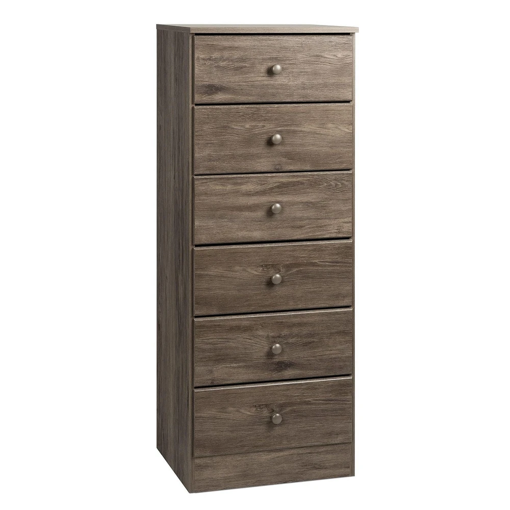 Prepac Astrid 6-Drawer Tall Chest, Drifted Gray