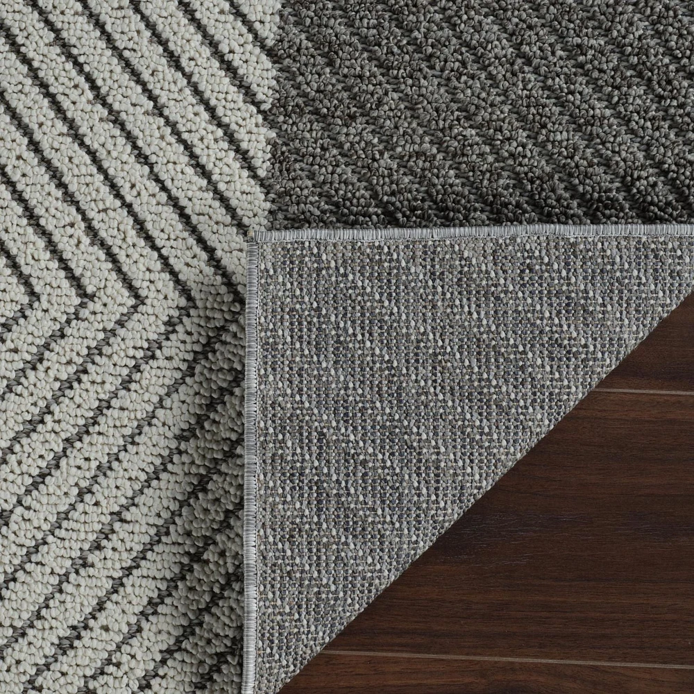 Rug Branch Hogar Abstract Indoor Outdoor Area Rug, Grey Blue, Geometric - Living Room, Bedroom, Dining Room, and Kitche